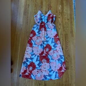 LOFT Vibrant Floral Maxi Dress - Red and Blue